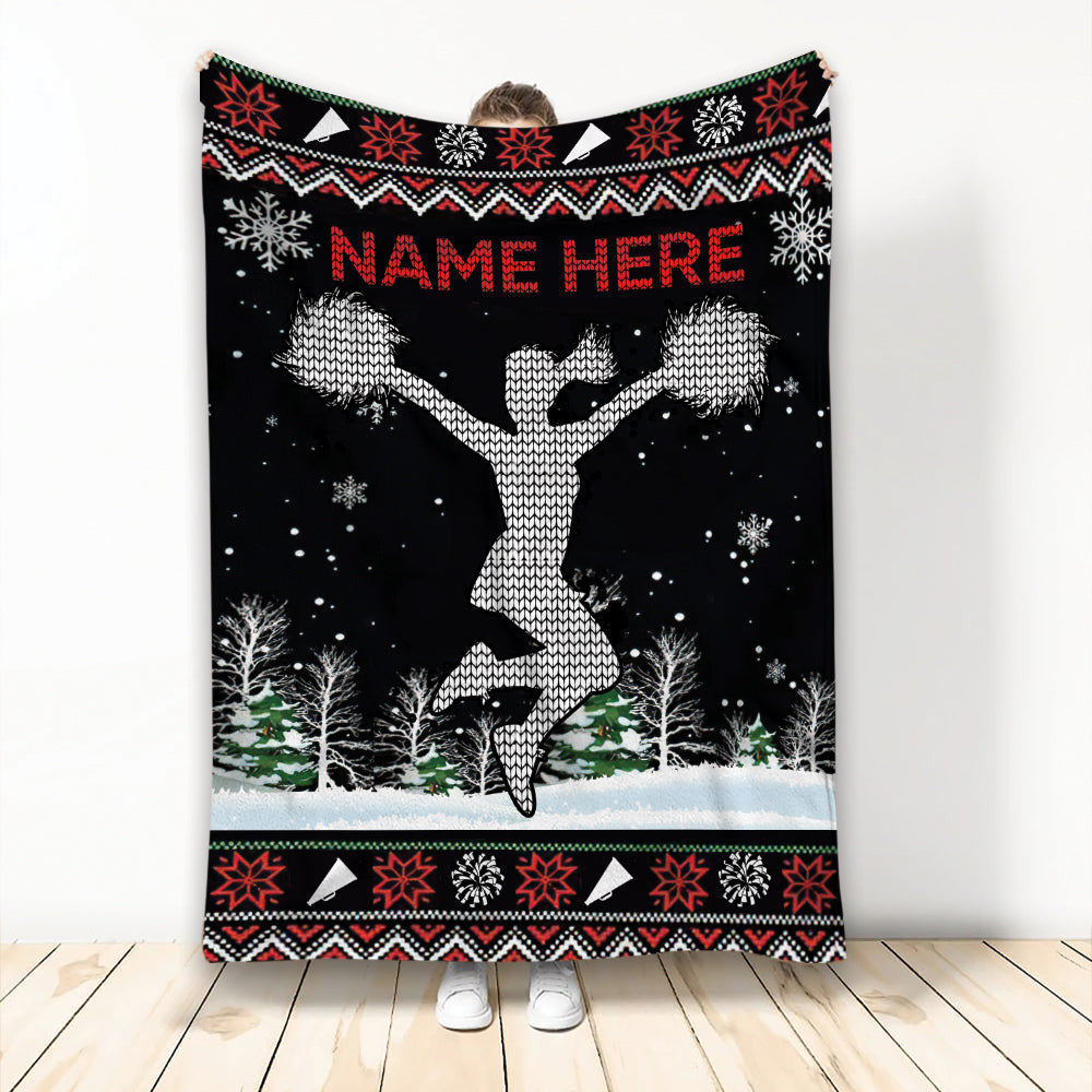 Personalized Cheerleading Christmas Blanket, Cheerleader Team Gift for Bestie, Friends BD0079