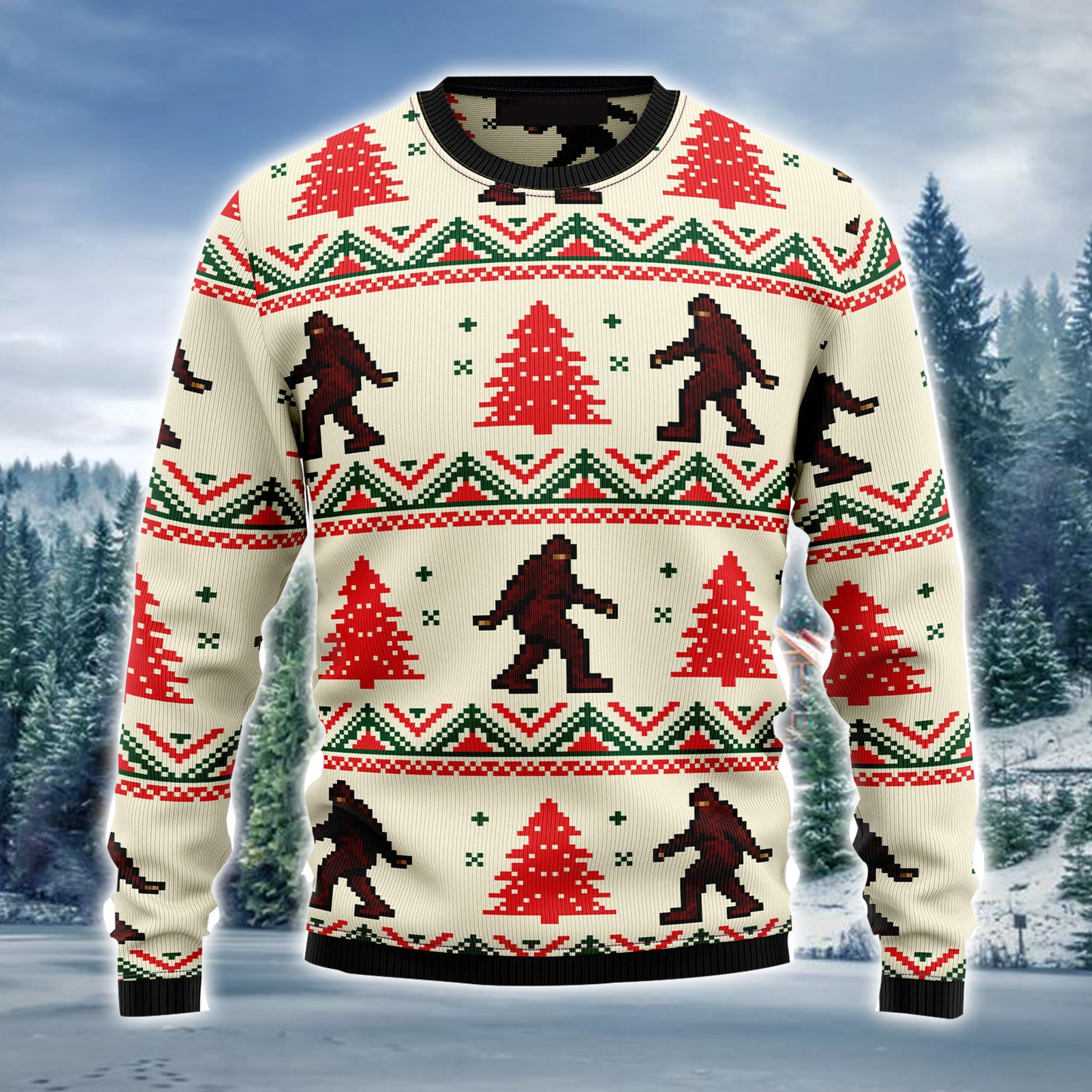 Bigfoot Ugly Christmas Sweater, Pine Tree Ugly Sweater For Men & Women SO0834