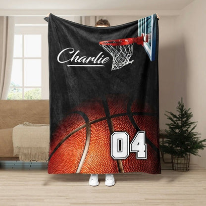 Personalized Basketball Blanket for Son, Basketball Players, Gift for Son Birthday, Basketball Team Gift BD0092