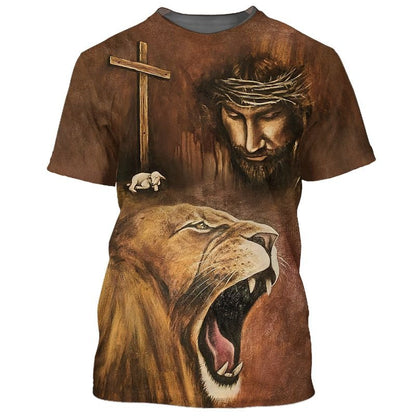 Faith Over Fear Lion And God All Over Print 3D T Shirts, God 3D Full Print Hoodie Sublimation God Shirts TO0231