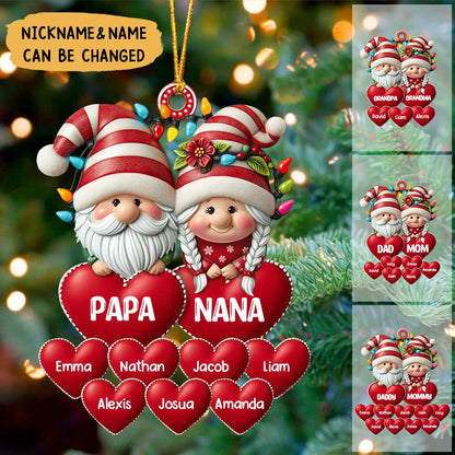 Christmas Grandma & Grandpa Mom & Dad With Heart Kids Personalized Ornament, Grandma And Grandpa Ornament 2024 ON0015