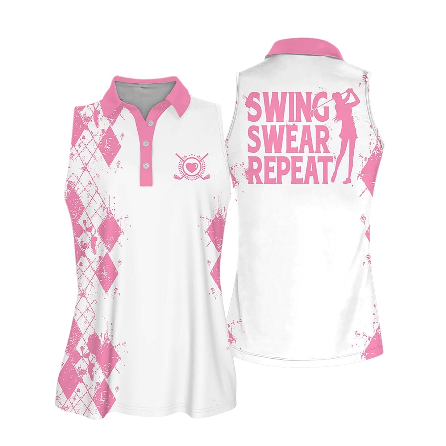 Sleeveless Women Polo Shirt For Ladies Swing Swear Drink Repeat Shirt Love Golf Shirt SO1014