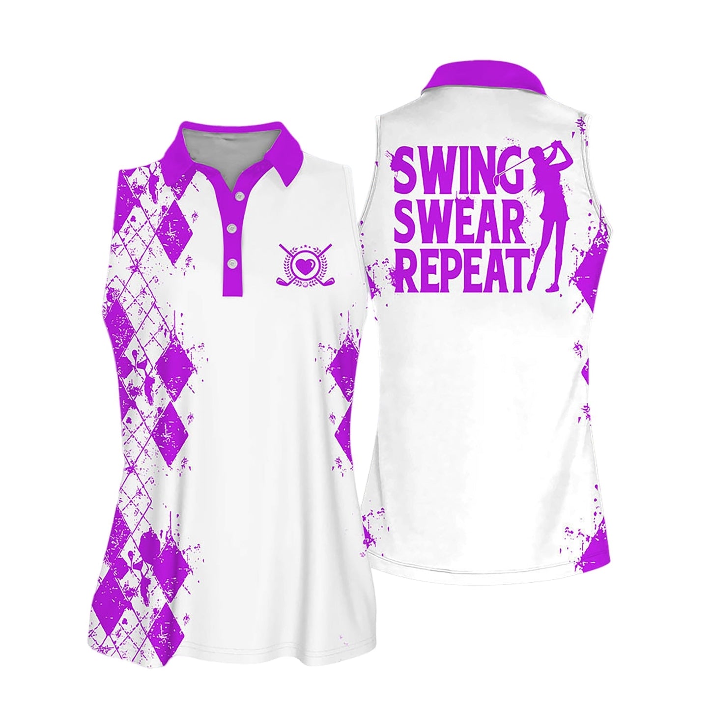 Sleeveless Women Polo Shirt For Ladies Swing Swear Drink Repeat Shirt Love Golf Shirt SO1014