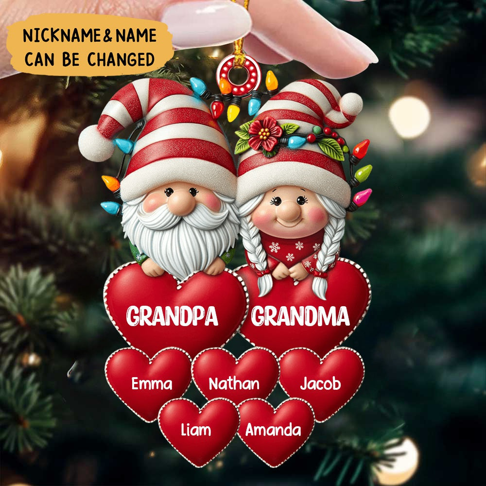 Christmas Grandma & Grandpa Mom & Dad With Heart Kids Personalized Ornament, Grandma And Grandpa Ornament 2024 ON0015