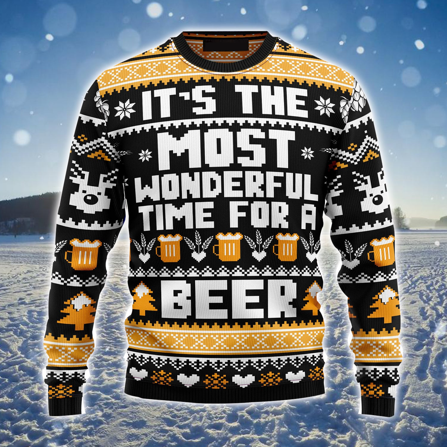 Beer Merry Christmas Ugly Christmas Sweater, Wonderful Time For A Beer Ugly Sweater, Perfect Gift For Beer Lovers SO0950