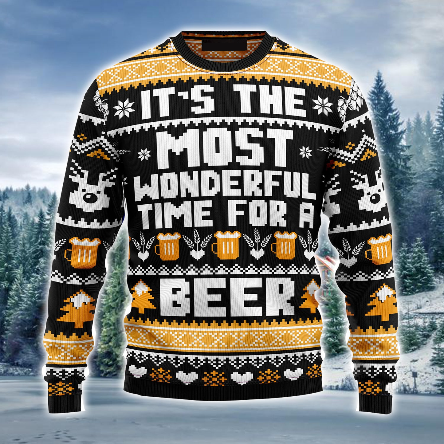 Beer Merry Christmas Ugly Christmas Sweater, Wonderful Time For A Beer Ugly Sweater, Perfect Gift For Beer Lovers SO0950