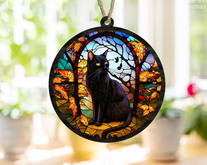 Cat Memorial Suncatcher, Loss of Pet Sympathy Gift, Remembrance Gift For Cat Lovers, Pet Loss Memorial Suncatcher OA0150