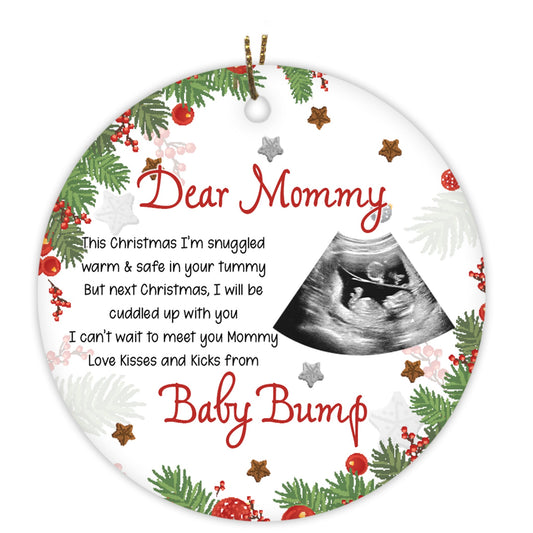 Customized Ultrasound Baby Ornament| Baby Bump Ornament Dear Mommy Gifts for New Mom on Christmas SO1155