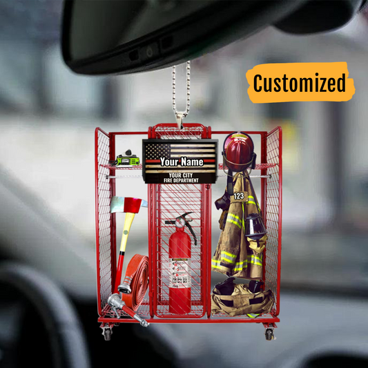 Personalized Flat Acrylic Car Hanging Ornament Gear Grid Firefighter Ornament OO0093