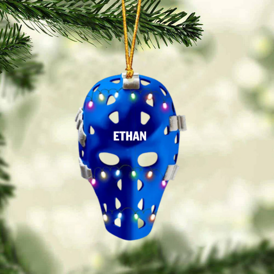 Ice Hockey Helmet With Cage Version 2 - Personalized Christmas Ornament - Gifts For Ice Hockey Lovers OO1810