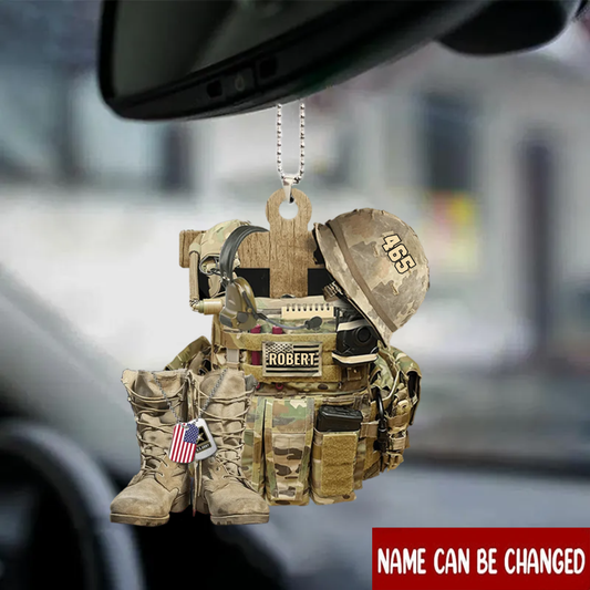 Personalized Military Bulletproof Vest Boots Helmet Car Hanging Ornament OO0078