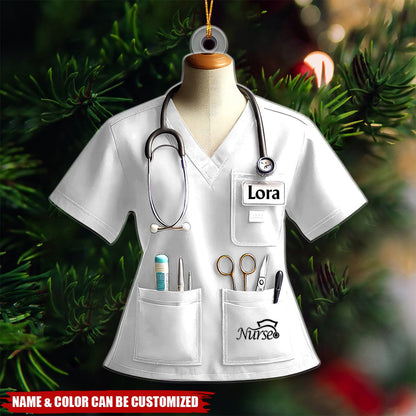 Nurse Uniform Custom Name Ornament, Personalized Nurse Christmas Ornament 2024 ON1558