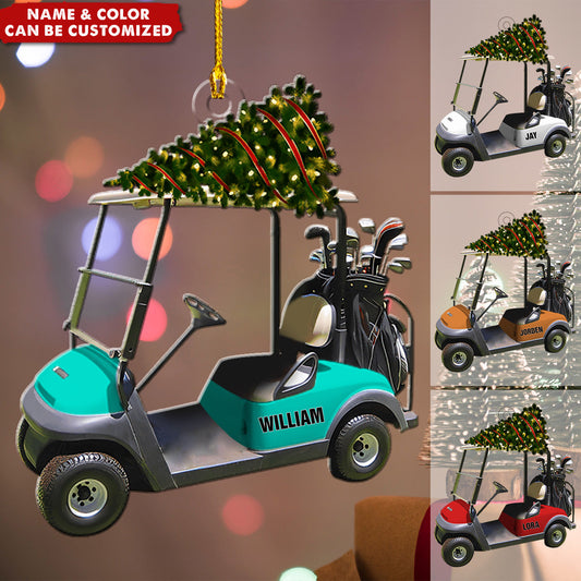 Riding Golf Personalized Christmas Ornament, Gifts For Golfer, Custom Name Golf Cart Ornament ON1389