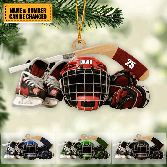 Personalized Christmas Ornament - Hockey Skates Helmet And Stick Gift For Hockey Lover OO1806