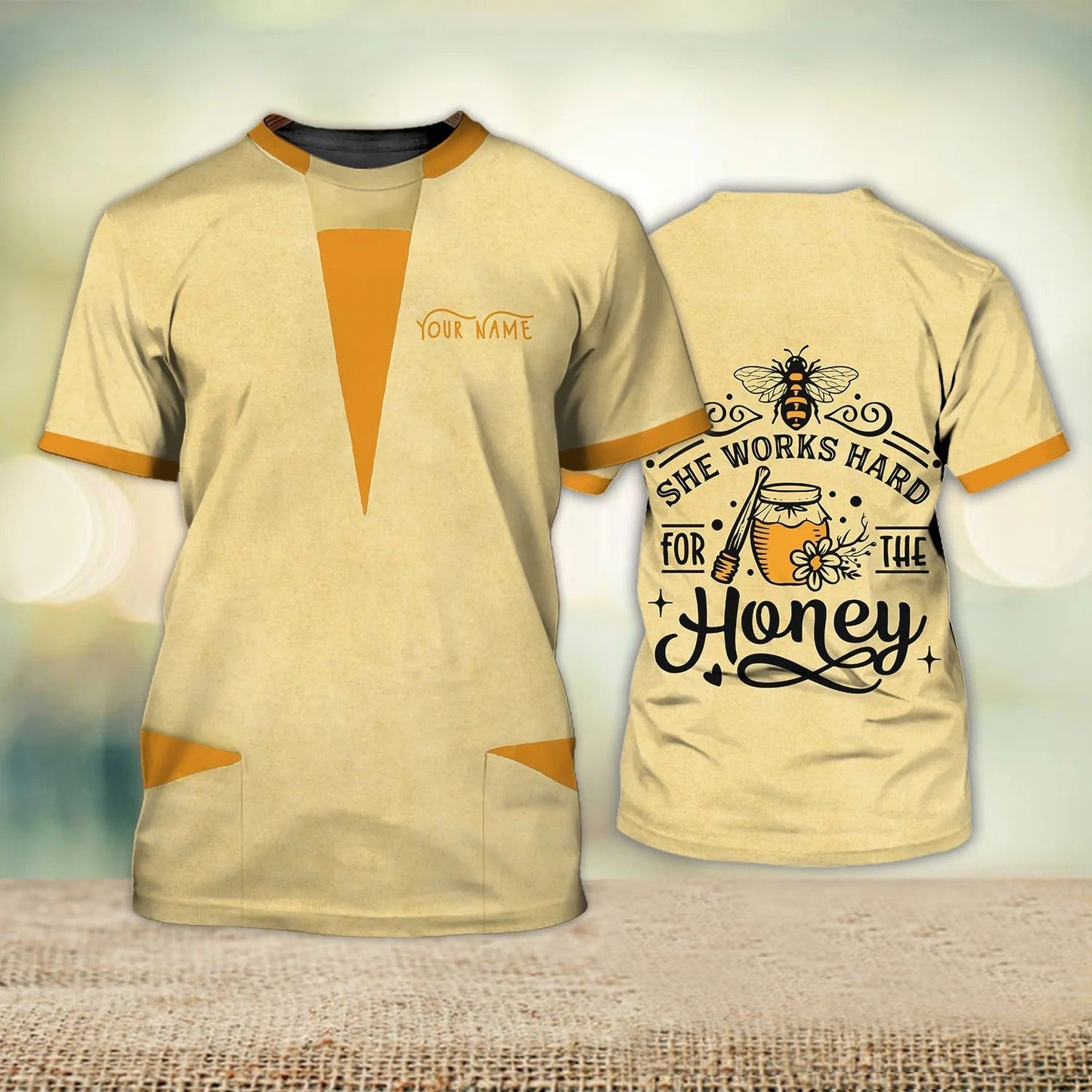 Custom Bee Keeper Women Shirt, She Works Hard For The Honey, Love Bee 3D Shirt For Her TO2675