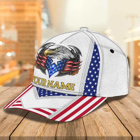 3D Classic Cap America Egagle Personalized Name Cap Lasfour CA0595