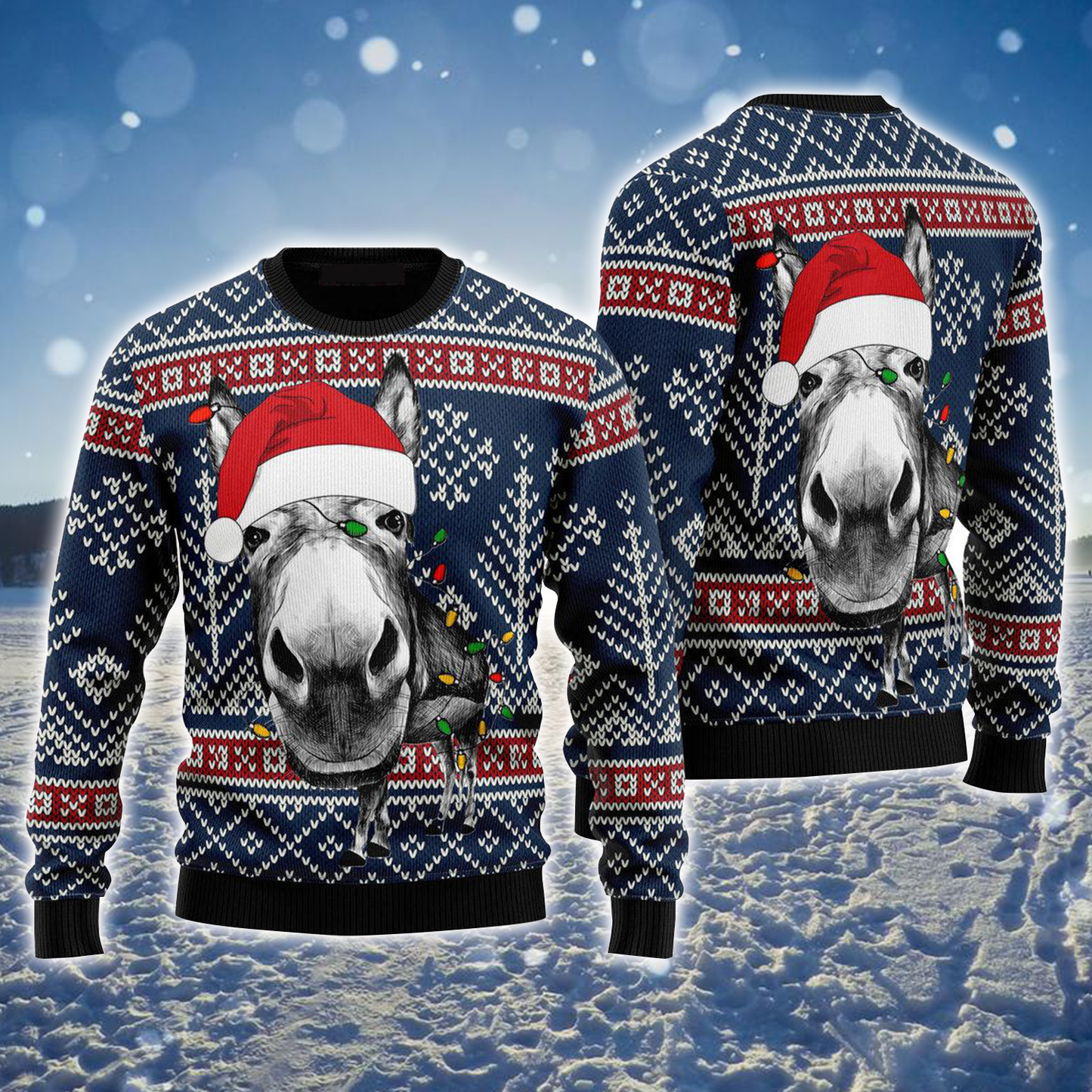 Donkey Ugly Sweater, Donkey Funny Christmas Ugly Sweater For Men & Women, Perfect Gift For Donkey Lover SO0952