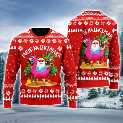 Hawaiian Santa Ugly Sweater, Mele Kalikimaka Ugly Sweater For Men & Women SO0629