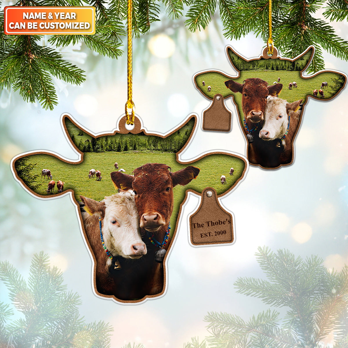 Cow Ornament , Personalized Christmas Ornament, Custom Gift For Farmer OO1680