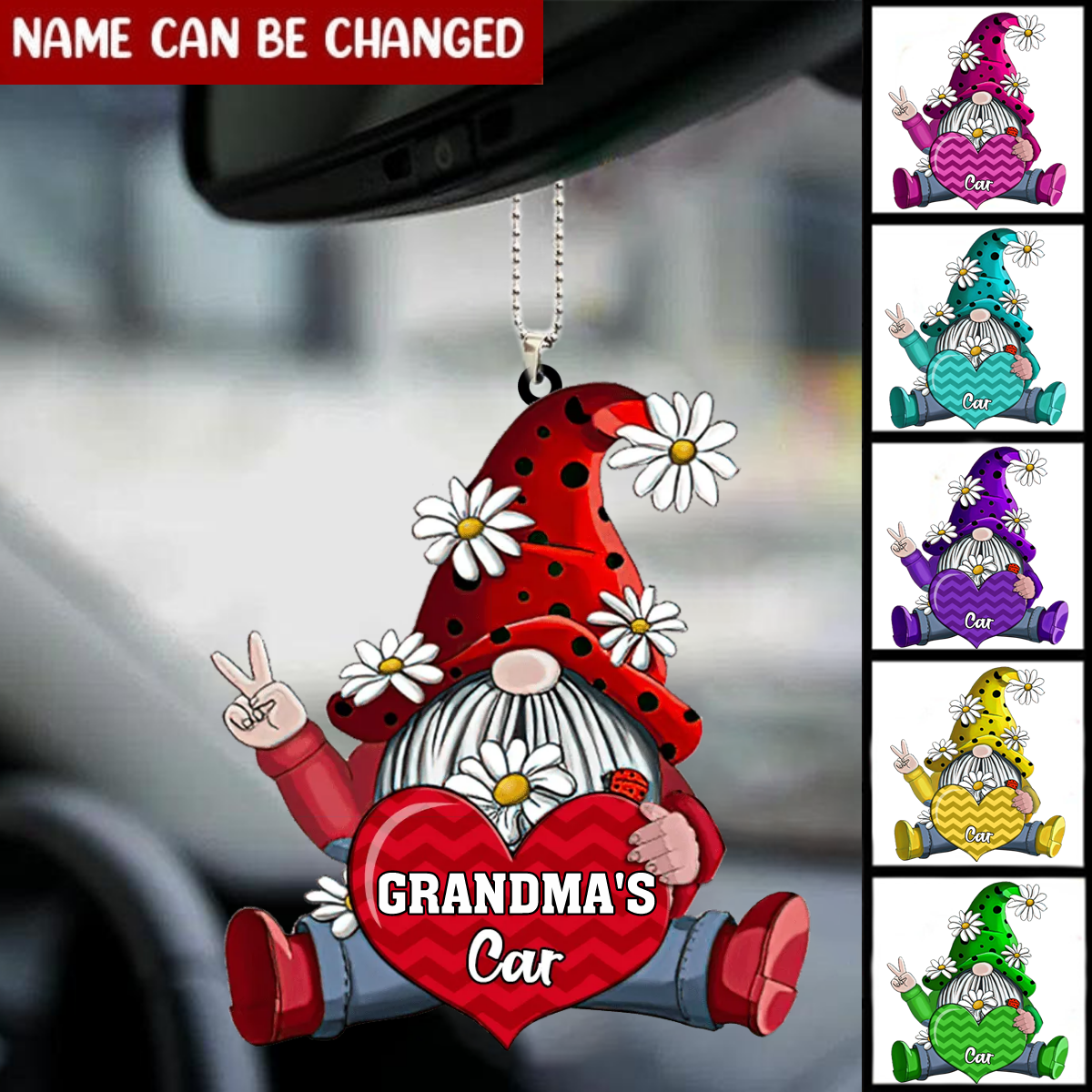 Personalized Shaped Car Acrylic Car Hanging Ornament Gnomes With Hearts Ornaments Interior Car SO1431