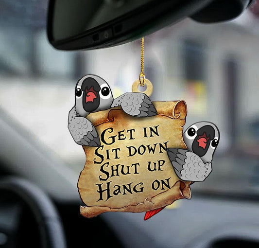 African grey parrot get in Sit Down Ornaments, African grey parrot lover two sided Car Ornament OO0244