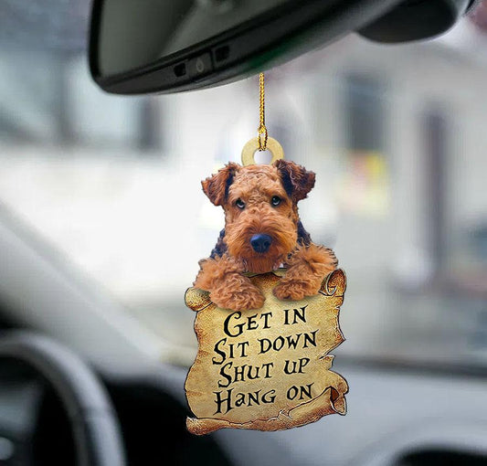 Airedale Terrier get in two sided ornament, Cute dog ornaments for car OO0220