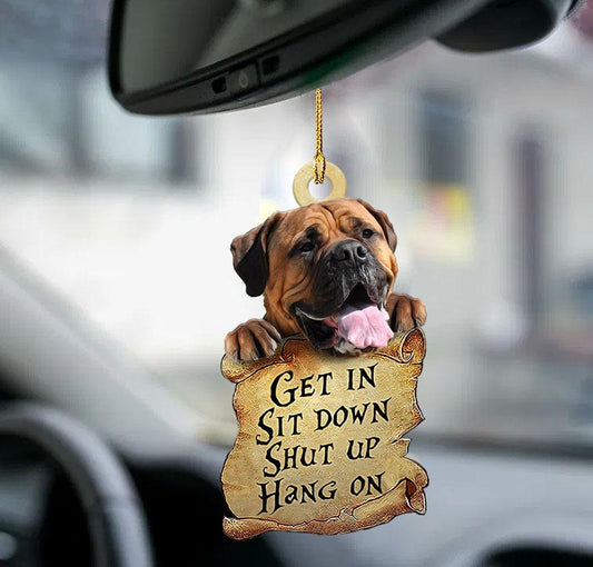 Bullmastiff get in two sided ornament, Best dog ornament for her car OO0227