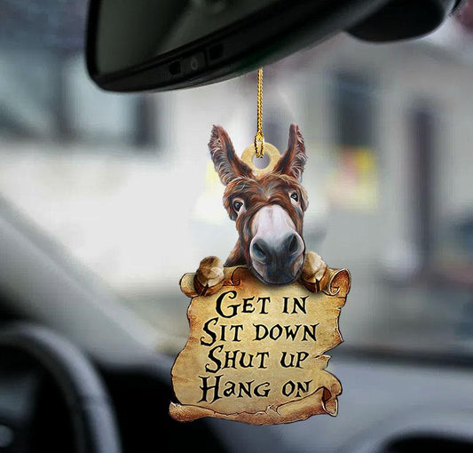 Donkey Car Hanging Ornaments, get in donkey lovers two sided ornament OO0219