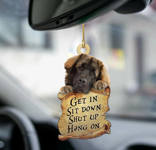 Leonberger get in two sided ornament, Dog Funny Car Hanging Ornaments OO0237