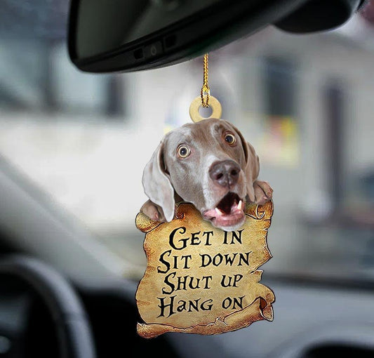 Weimaraner get in two sided ornament OO0197