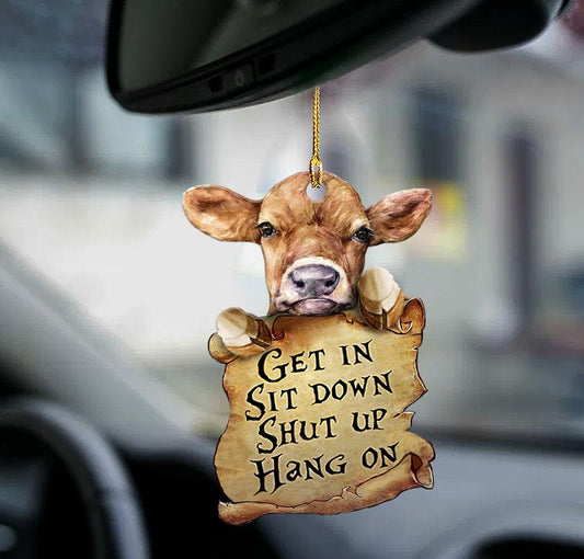 Cow get in cow lover two sided ornament, Lasfour cow ornaments for cars OO0229