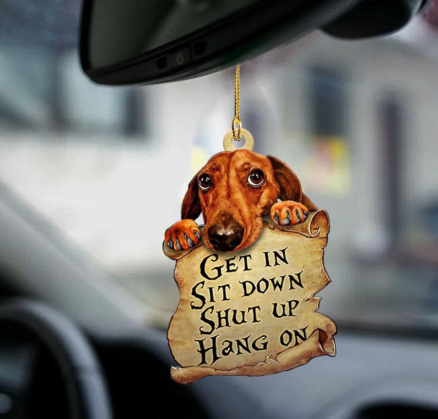 Dachshund get in doxie lover two sided ornament, Dog Car Hanging Ornaments OO0155