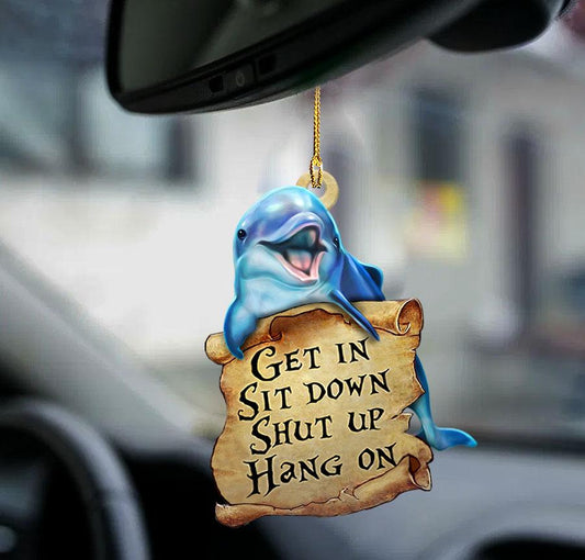 Dolphin get in dolphin lover two sided ornament for car interior decor OO0225