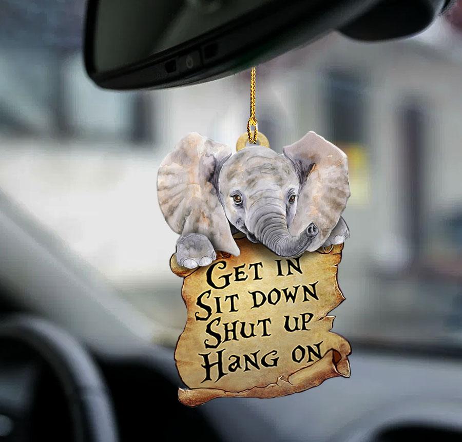 Elephant get in elephant lover two sided car hanging ornament OO0193