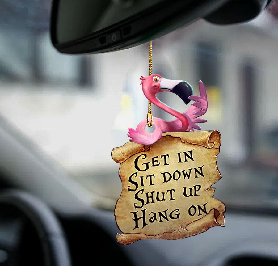 Flamingo get in flamingo lover two sided ornament for car SO1440