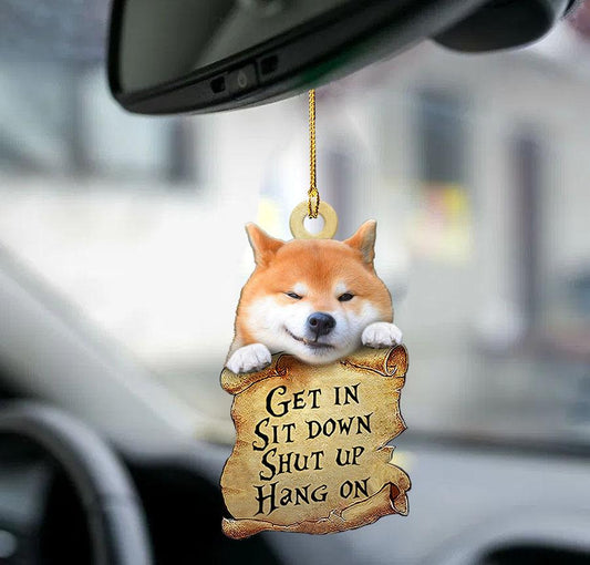 Shiba inu get in two sided ornament, dog ornament interior car OO0205