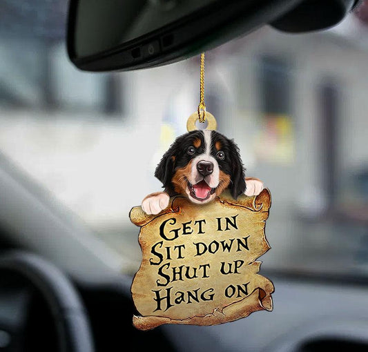 Bernese Mountain Dog get in dog moms two sided car ornament, cute ornaments SO1438