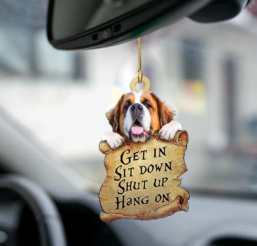 St bernard get in two sided ornament, best car ornament for dog lovers OO0196