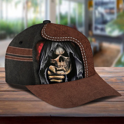 Custom Name 3D Full Printed The Devil Cap Hat, The Death Cap Hat With Skull Leather Pattern CO0648