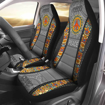 Peace And Pure Hippie Seat Covers For Auto Car, Hippie Front Car Seat Covers SO0137