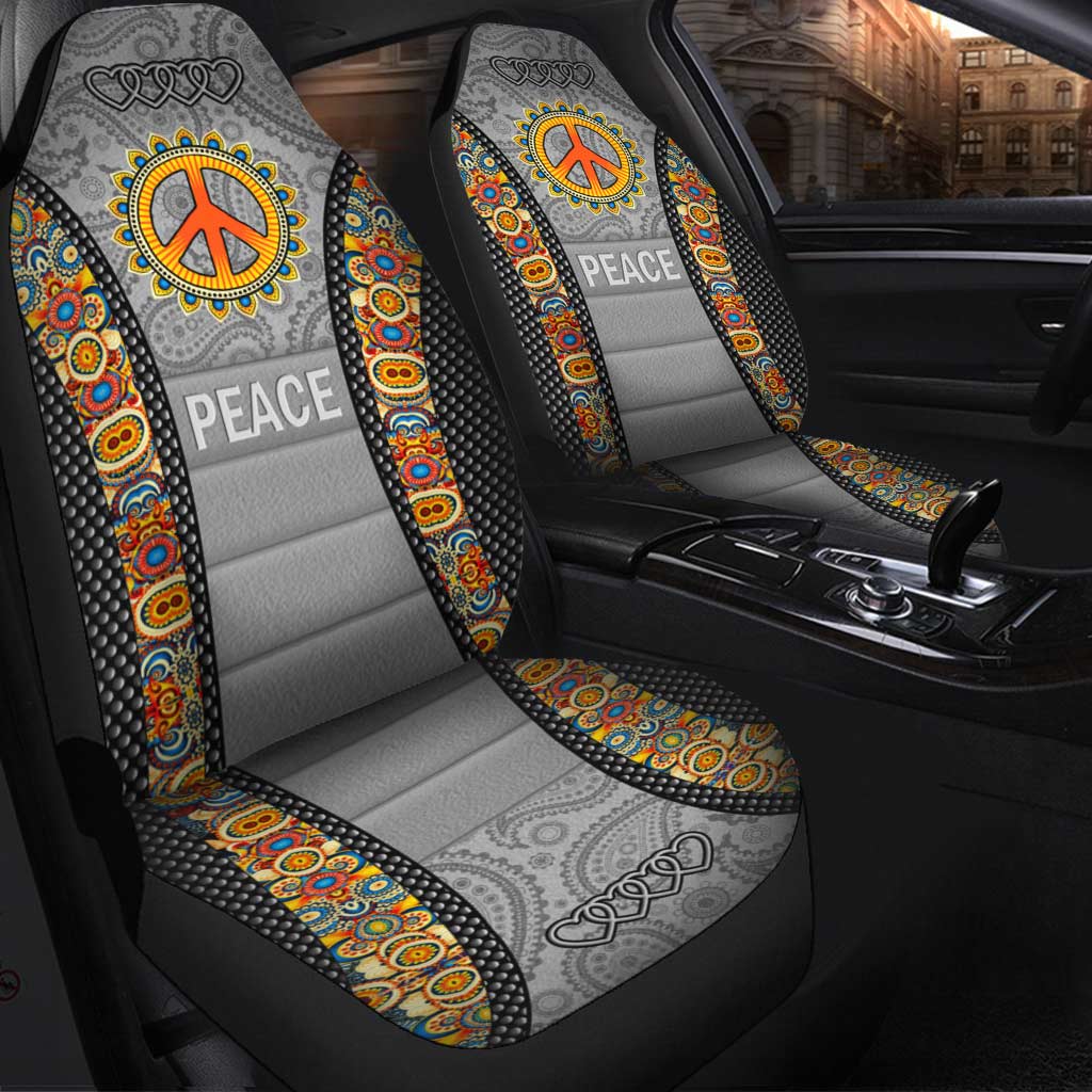 Peace And Pure Hippie Seat Covers For Auto Car, Hippie Front Car Seat Covers SO0137