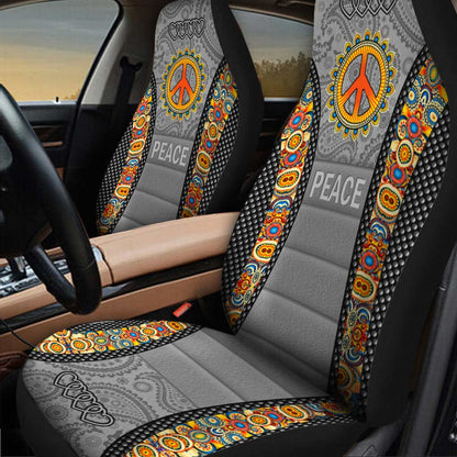 Peace And Pure Hippie Seat Covers For Auto Car, Hippie Front Car Seat Covers SO0137