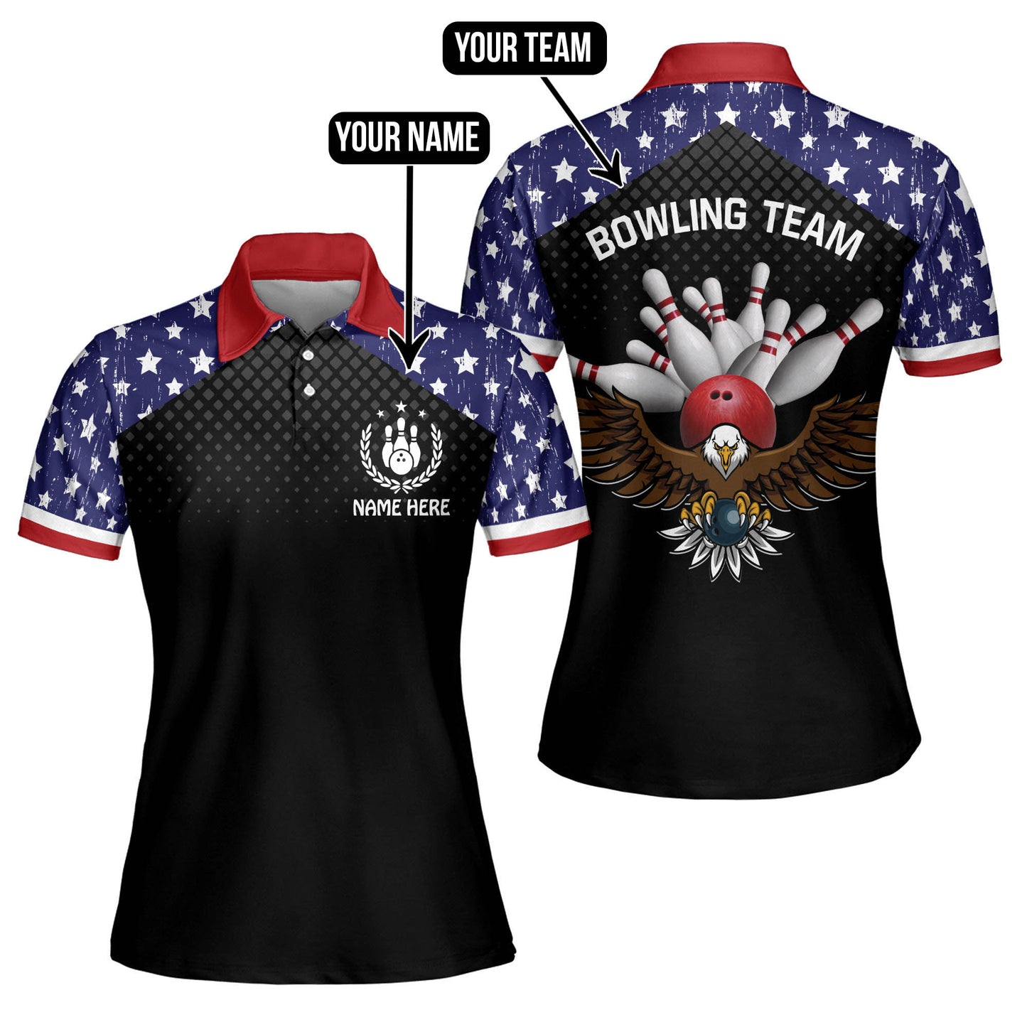 American Flag Bowling Shirt Ladies BW0043