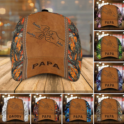 Grandpa Papa Daddy Fist Bump Fathers Day Family Personalized Cap CO1067