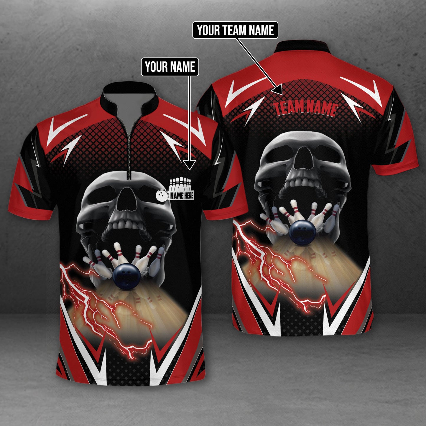 Custom Skull Bowling Jersey For Team BO0018