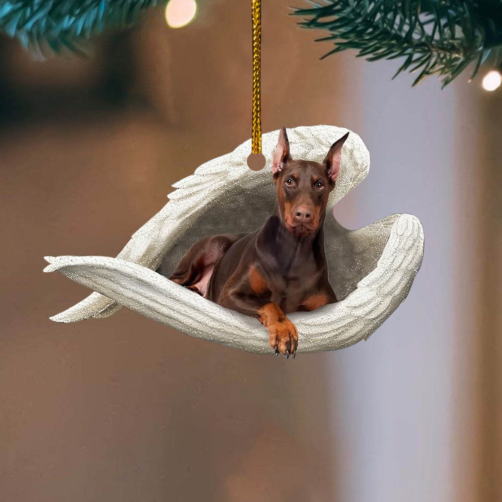 Brown dobermann sleeping angel brown dobermann lover dog mom ornament cus tjl SO0719