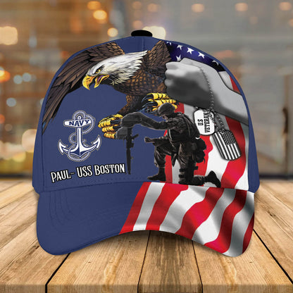 3D Classic Cap Personalized Name Cap Veteran Navy Lasfour CA1647