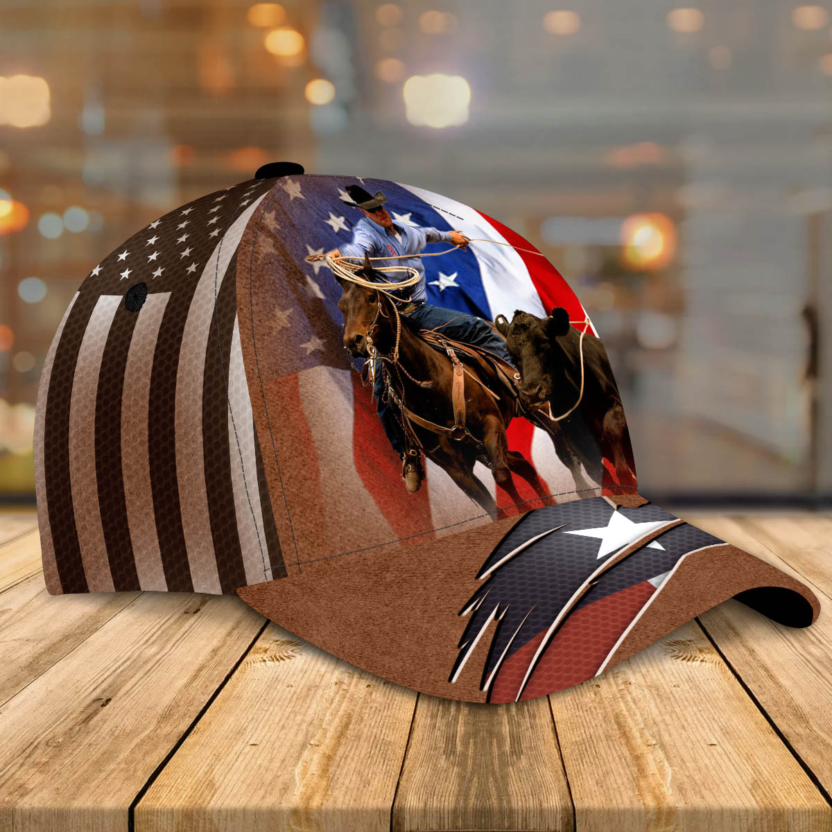 Texas Bull Riding American Flag Classic Cap CA0425