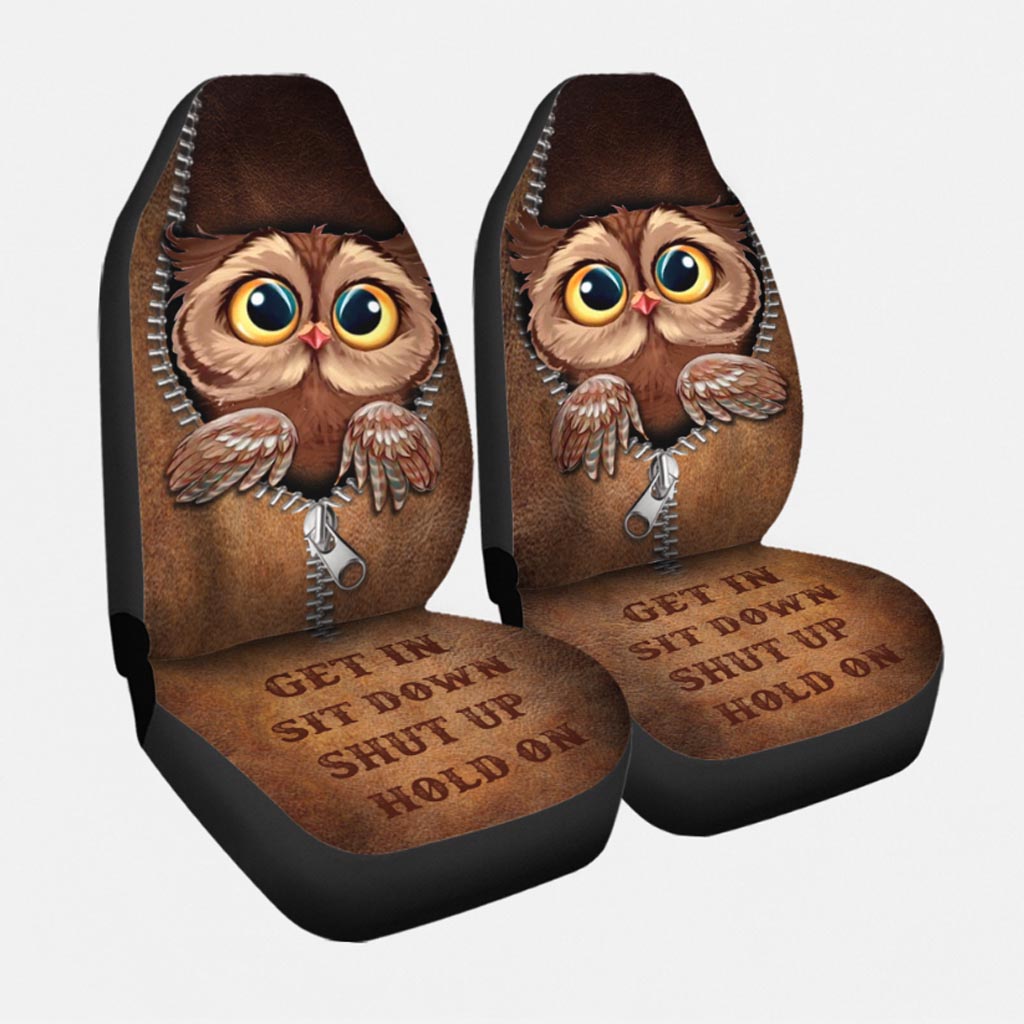 Get In Sit Down Shut Up Hold On Owl Seat Covers With Leather Pattern Print SO0311