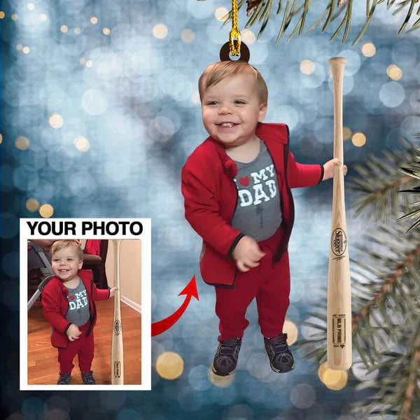 Custom Photo Baseball Christmas Ornament, Upload Image Baseball Flat Ornament, Gift for Team Baseball OO1821